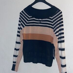 NWT women’s size small black tape, color, block sweater T27